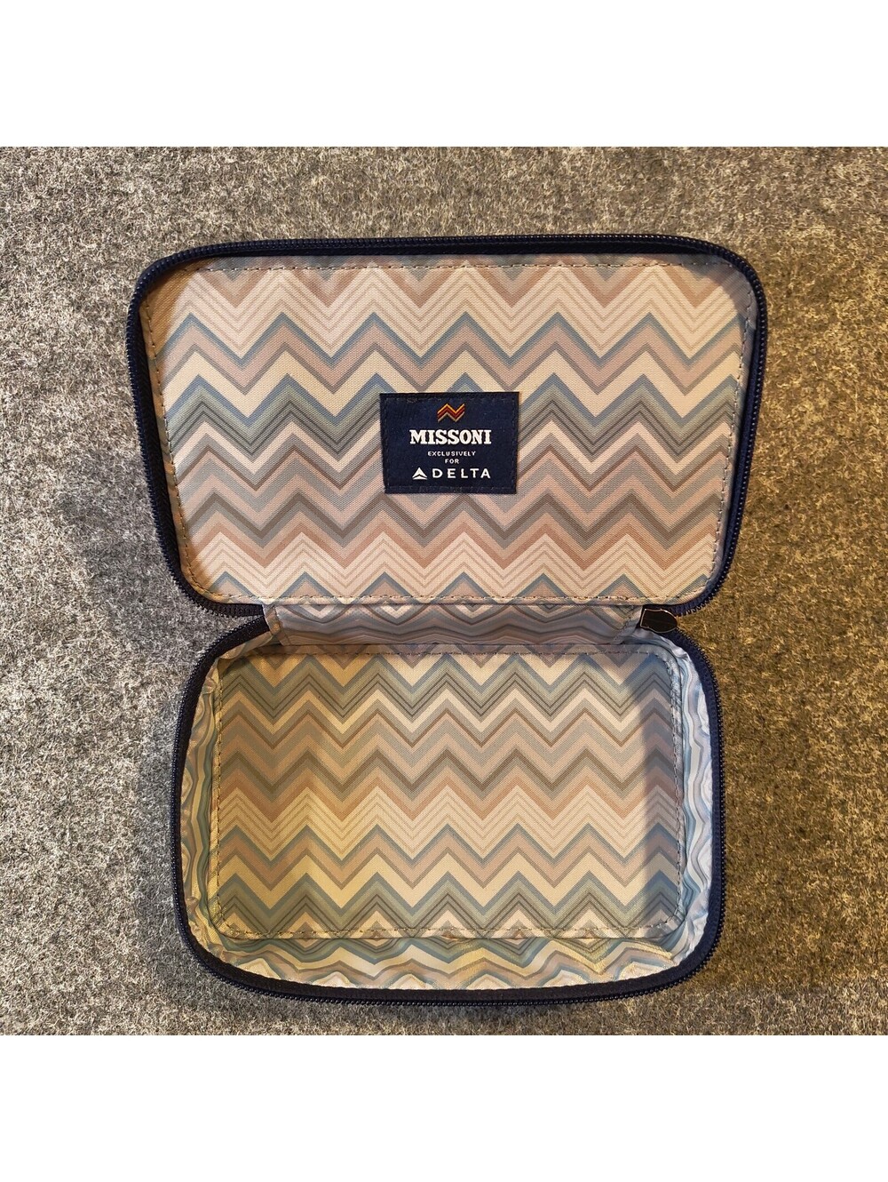 Missoni Exclusively for Delta Air Lines Blue Chevron Toiletry Makeup Pouch